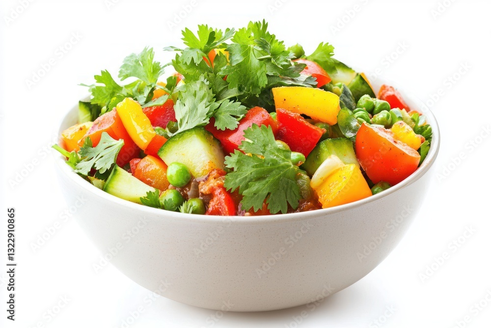 Vivid vegetarian vegetable salad in white bowl studio shot capturing fresh vibrant color natural light food photography Vivid vegetarian vegetable salad in white bowl studio shot capturing fresh vibrant color natural light food photography