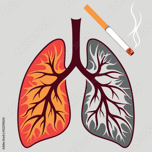 Smoking Damage Lungs T-Shirt Design - Health Awareness Stop Cigarettes Graphic Tee