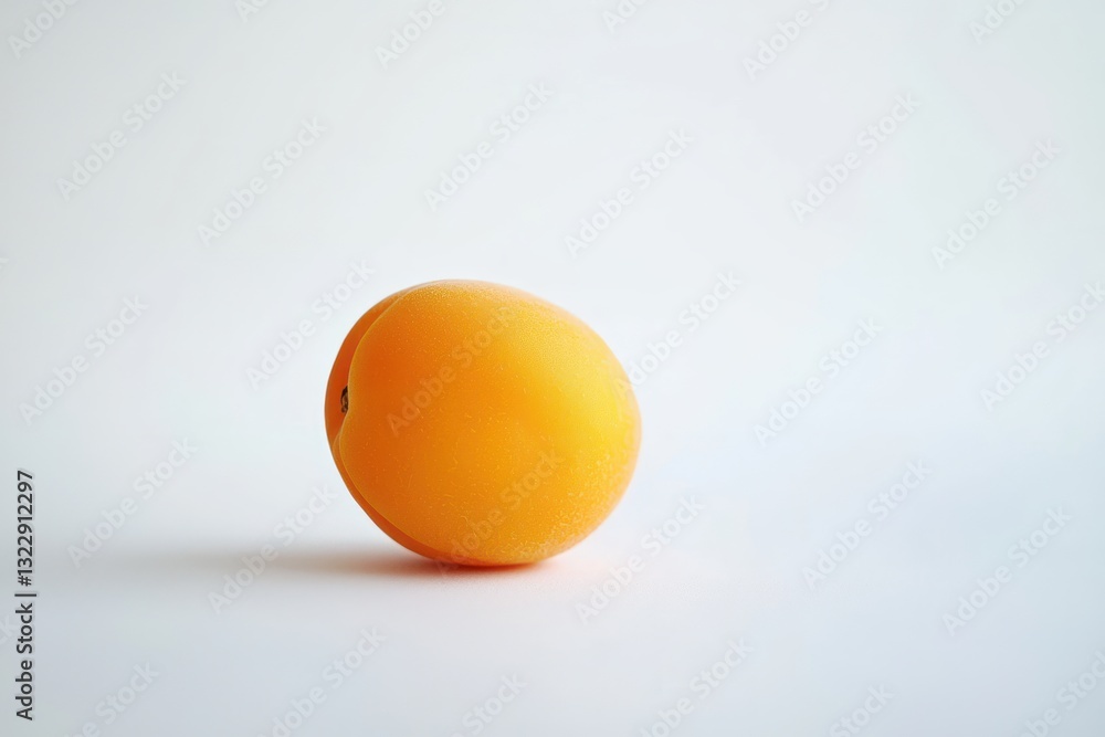 Studio still life of a single fresh ripe orange apricot on a seamless white surface showing shadow clean fruit Studio still life of a single fresh ripe orange apricot on a seamless white surface showing shadow clean fruit