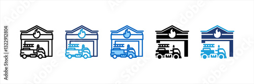 Fire Station Multi Style Icon Set
