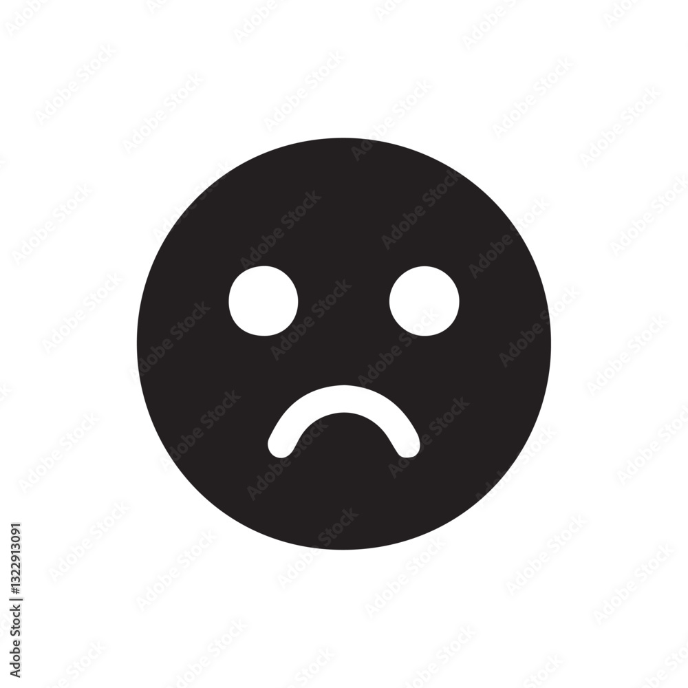 sad face emoji vector with editable strokes and shape sad face emoji vector with editable strokes and shape
