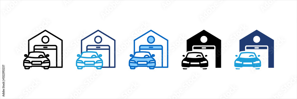 Obraz premium Garage Multi Style Icon Set