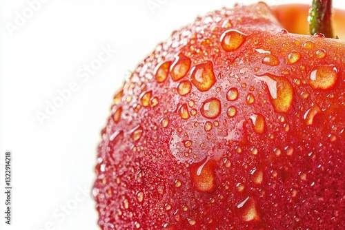 Wallpaper Mural Macro Capture of Vibrant Red Apple Refreshing Dew Droplets Adorning Fruit Surface in Fine Detail Freshness Torontodigital.ca