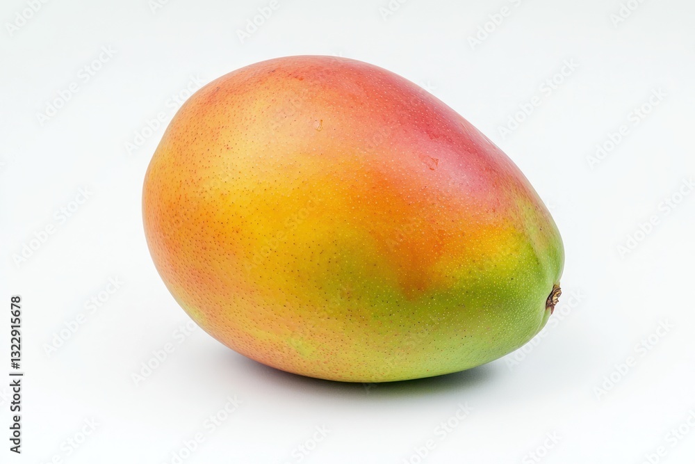 Single Fresh Mango Fruit Isolated on White Backdrop Capturing Vibrant Red Yellow and Green Hue for Market Single Fresh Mango Fruit Isolated on White Backdrop Capturing Vibrant Red Yellow and Green Hue for Market