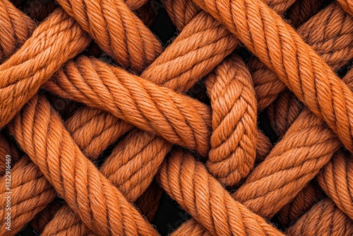 Obraz na płótnie Textured Orange Rope Weave Pattern on Black Background for Artistic and Design Projects w salonie
