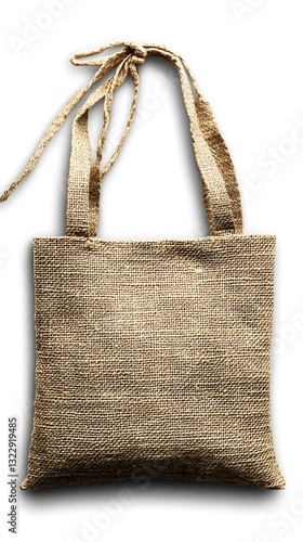 A Brown Woven Tote Bag With Handle and Isolated White Background