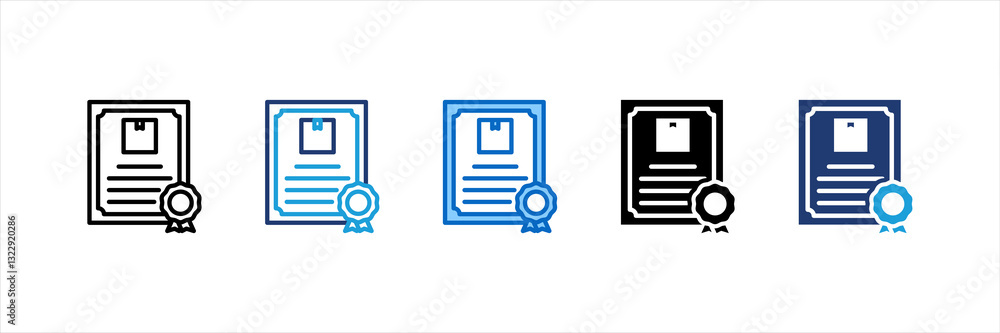 Certification Multi Style Icon Set Certification Multi Style Icon Set