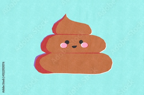 Happy Poop Emoji on Blue Background