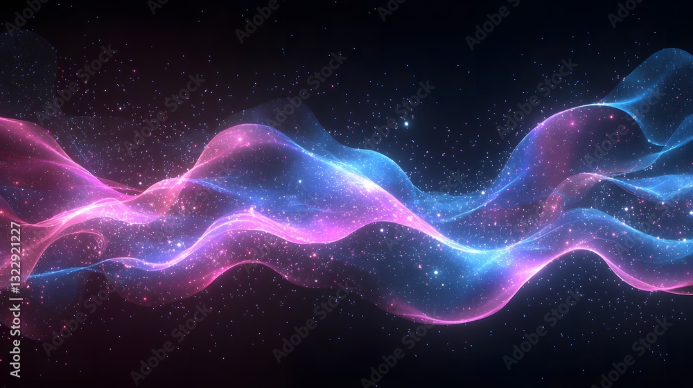Obraz premium Abstract Cosmic Nebula Pink and Blue Glowing Wave Background