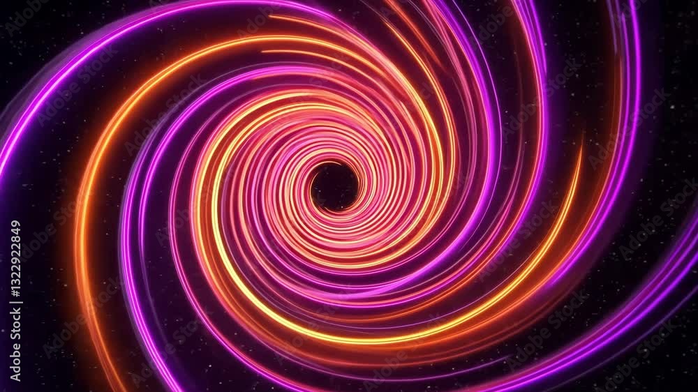 Futuristic neon spiral vortex with glowing pink and orange light streaks Futuristic neon spiral vortex with glowing pink and orange light streaks