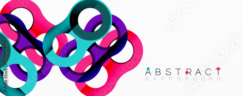 Abstract geometric pattern with interlocking circular and tubular shapes featuring smooth gradients, sharp contrasts, and dynamic layering