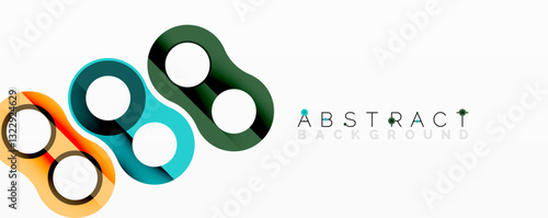 Abstract circle element composition with overlapping circular and tubular shapes featuring smooth gradients, transparency effects, and dynamic layering