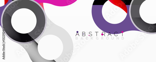 Abstract circle element composition with overlapping circular and tubular shapes featuring smooth gradients, transparency effects, and dynamic layering