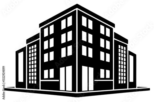 Apartment building minimalist vector design silhouette vector illustration