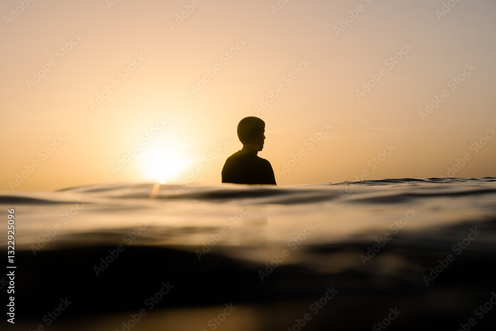 custom made wallpaper toronto digitalSilhouette of a surfer floating at Lanzarote's coast during a sunset