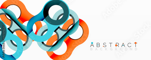 Abstract circle element composition with overlapping circular and tubular shapes featuring smooth gradients, transparency effects, and dynamic layering
