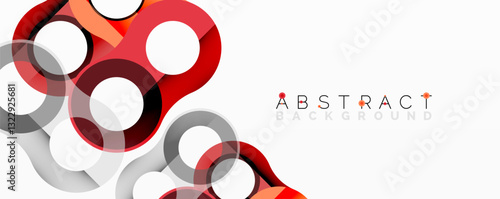 Abstract geometric pattern with interlocking circular and tubular shapes featuring smooth gradients, sharp contrasts, and dynamic layering