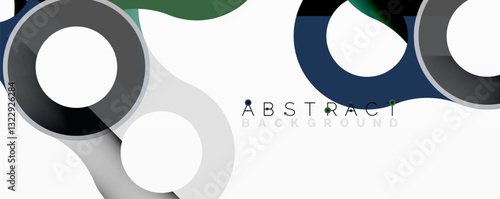 Abstract geometric pattern with interlocking circular and tubular shapes featuring smooth gradients, sharp contrasts, and dynamic layering