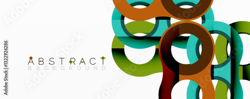 Abstract geometric pattern with interlocking circular and tubular shapes featuring smooth gradients, sharp contrasts, and dynamic layering