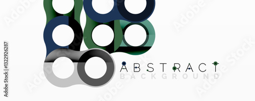 Abstract geometric pattern with interlocking circular and tubular shapes featuring smooth gradients, sharp contrasts, and dynamic layering