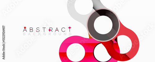 Abstract circle element composition with overlapping circular and tubular shapes featuring smooth gradients, transparency effects, and dynamic layering