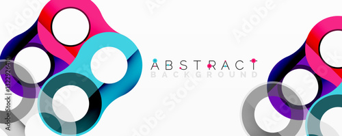 Abstract composition with intertwined circular and tubular forms creating fluid structure with gradients, depth, and sharp contrasts