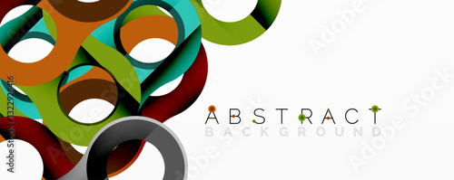 Abstract geometric pattern with interlocking circular and tubular shapes featuring smooth gradients, sharp contrasts, and dynamic layering