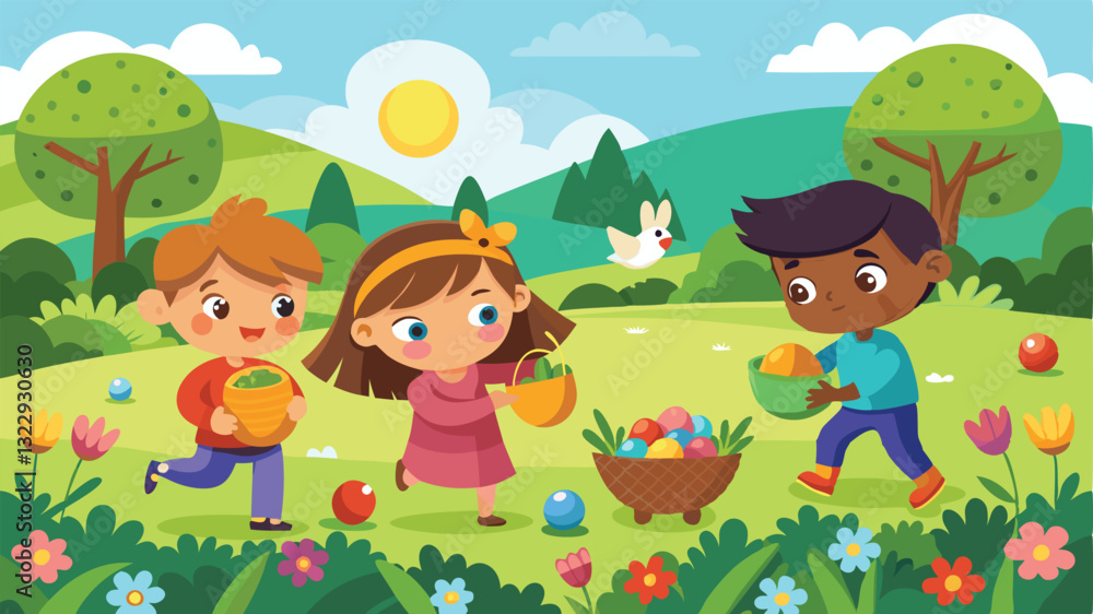 Obraz premium children with flowers