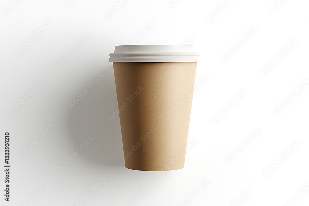 Paper cup latte coffee top view Paper cup latte coffee top view