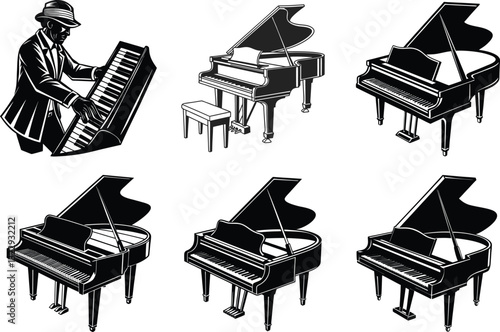 Elegant Piano Silhouettes Collection.