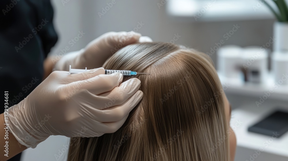 Fototapeta premium Hair Loss Treatment with a Syringe