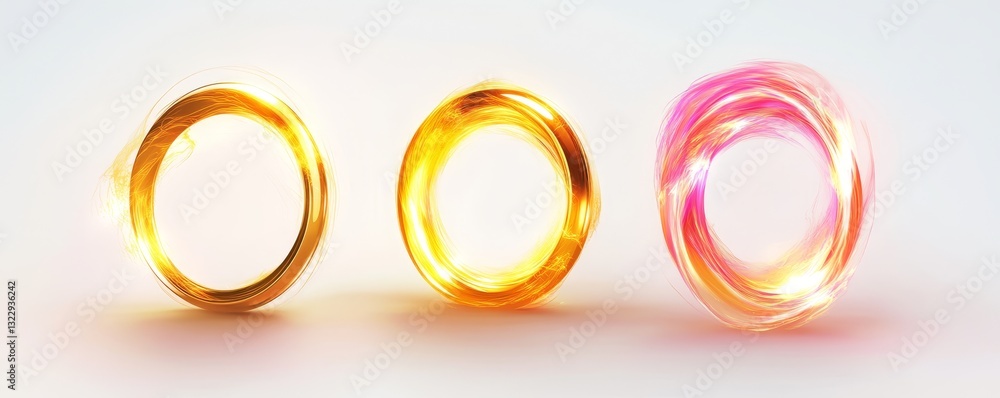 Abstract Rings, Gold and Pink, Studio Setting Abstract Rings, Gold and Pink, Studio Setting