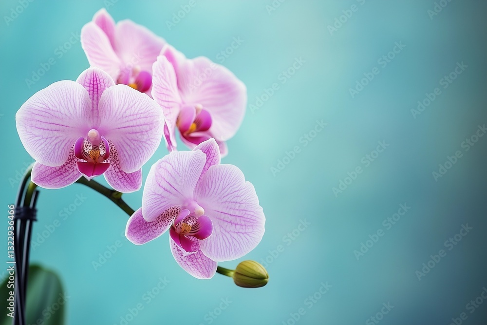 Obraz premium pink orchid on a blue background