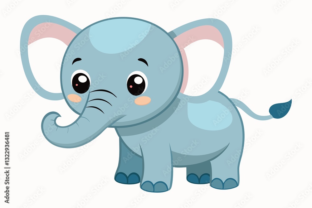 Fototapeta premium A cartoon elephant with a blue trunk and a blue body