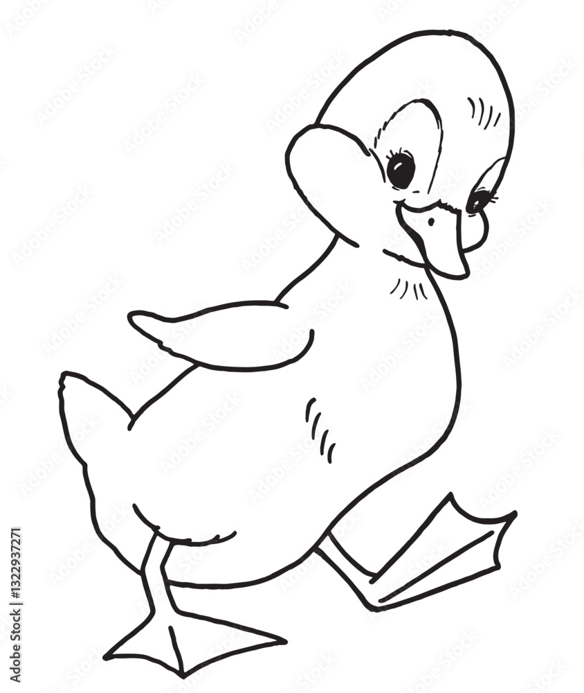 Cute Baby Duck, Retro Vector Illustration Cute Baby Duck, Retro Vector Illustration