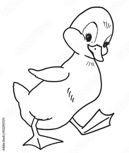 Cute Baby Duck, Retro Vector Illustration