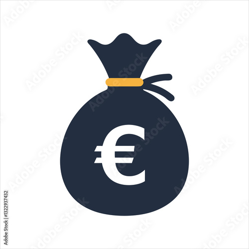 Money bag icon. Euro EUR currency symbol. Flat design style. EPS 10.