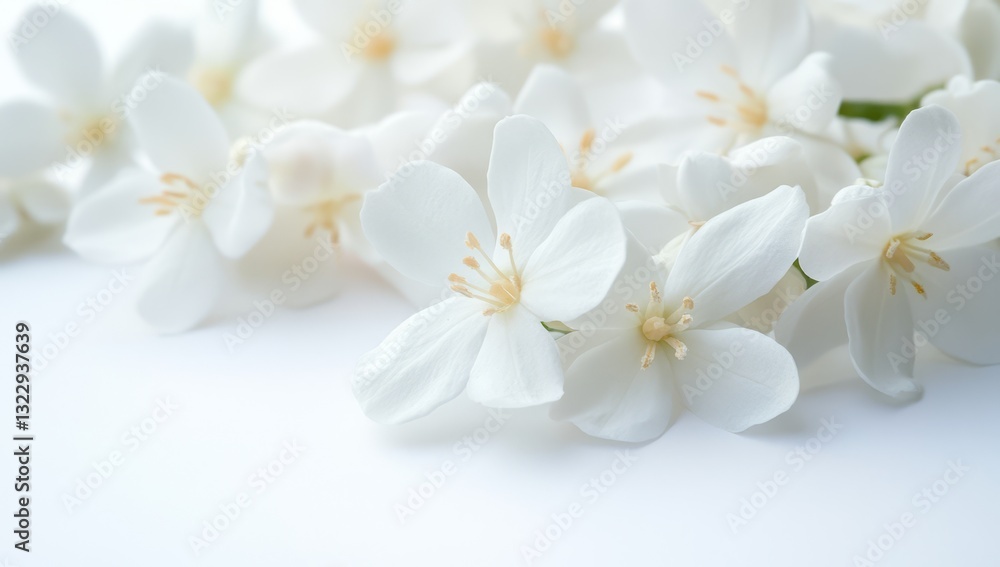 Delicate white flowers cluster on white background Delicate white flowers cluster on white background
