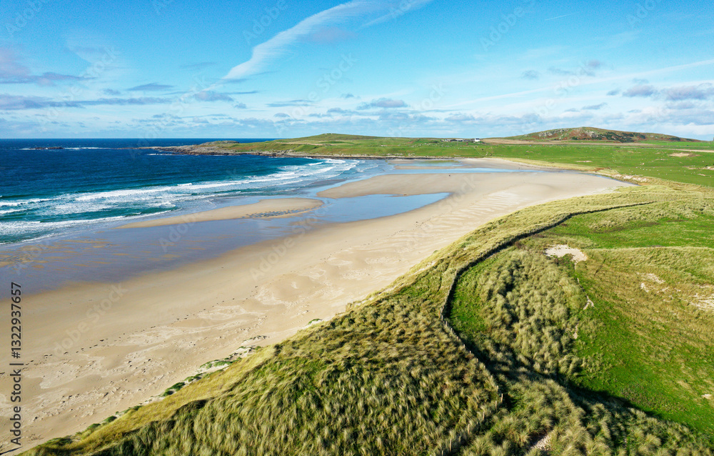 Machir Bay Machir Beach at Kilchoman on west coast of Islay, Inner Hebrides, Scotland. Looking north