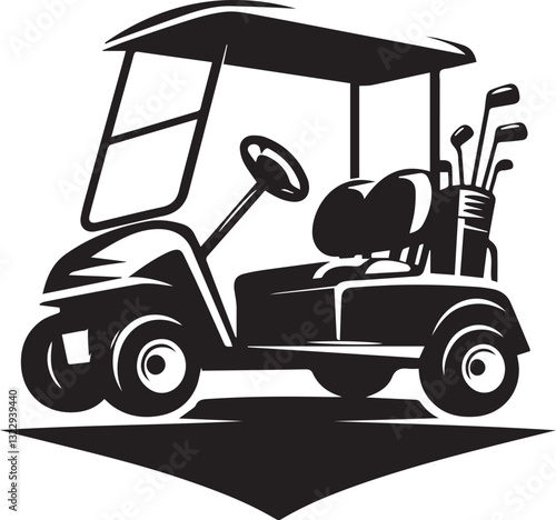 Black Golf cart silhouette vector, Golf cart vector illustration, Golf cart logo vector, Golf cart silhouette vector black and white