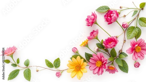 Wallpaper Mural Colorful flower border with a variety of blooms framing the image and adding vibrant natural beauty Torontodigital.ca