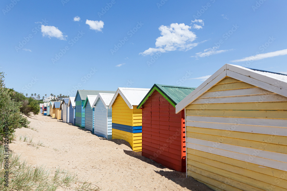Bathing Boxes in Middle Brighton Beach in Melbourne Australia Bathing Boxes in Middle Brighton Beach in Melbourne Australia