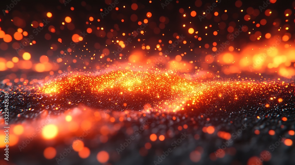 Fototapeta premium Vibrant Glowing Sparks on Dark Surface Close-Up Abstract Background