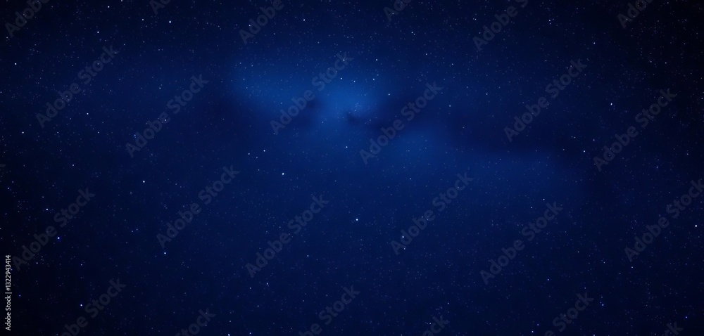 Fototapeta premium Deep blue night sky canvas, countless shimmering stars scattered across vast, dark space, nebula, illustration
