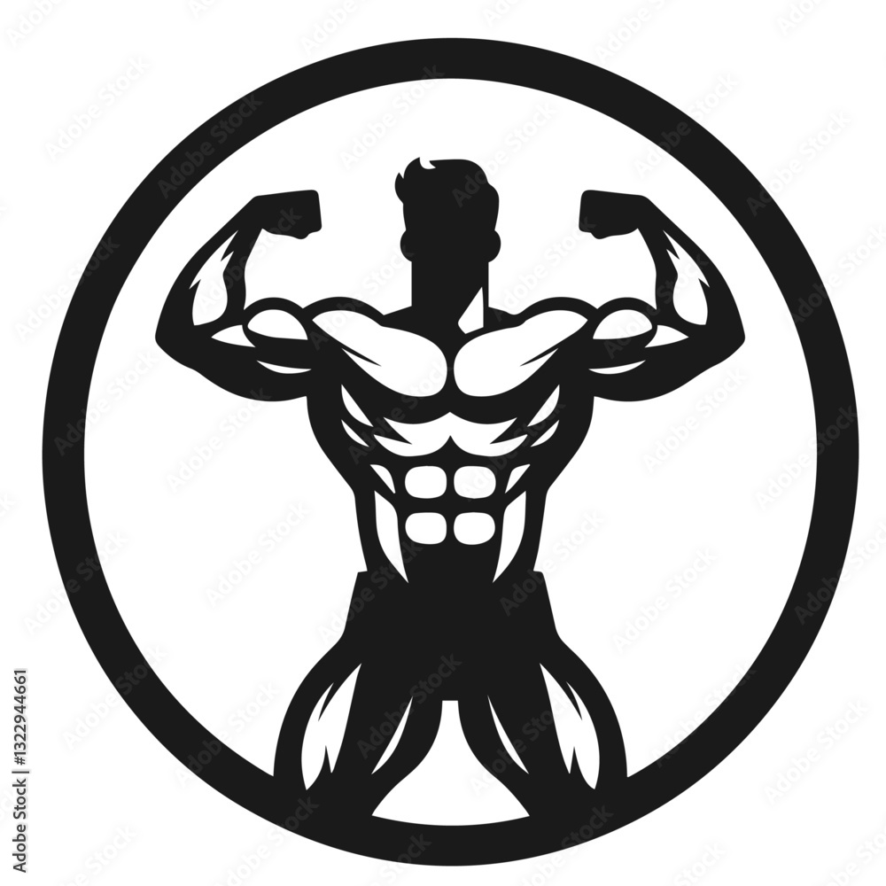 Black and white vector silhouette of bodybuilder on white background Black and white vector silhouette of bodybuilder on white background