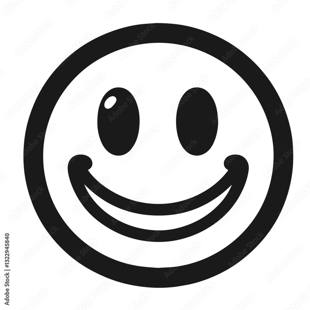 Fototapeta premium Black and white vector silhouette of a Smiley on white background 