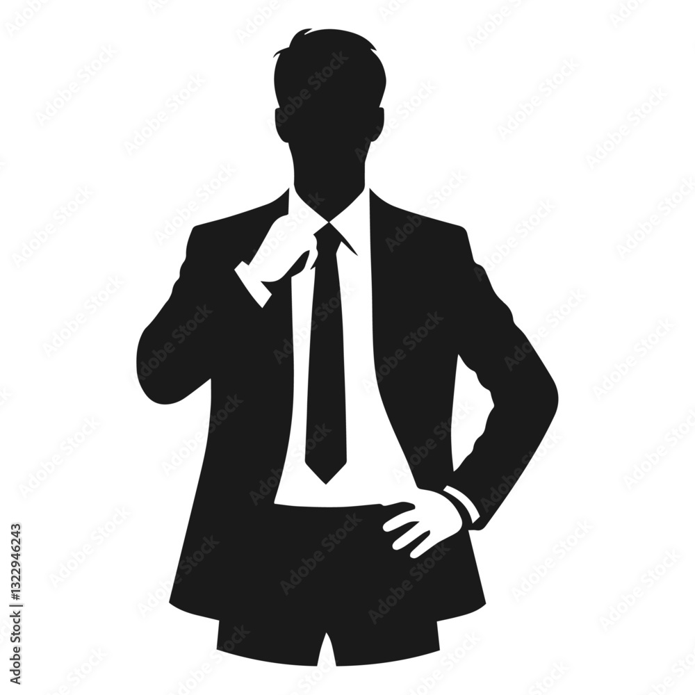 Black and white vector silhouette of a businessman on white background
Black and white vector silhouette of a businessman on white background