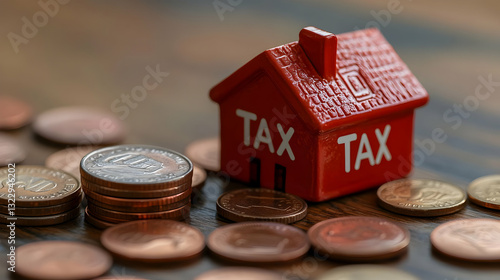 Property tax, coins, home, finance, desk