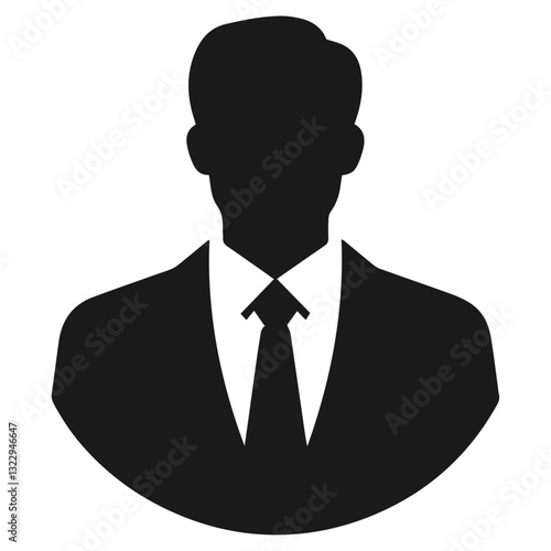 Black and white vector silhouette of a businessman on white background
