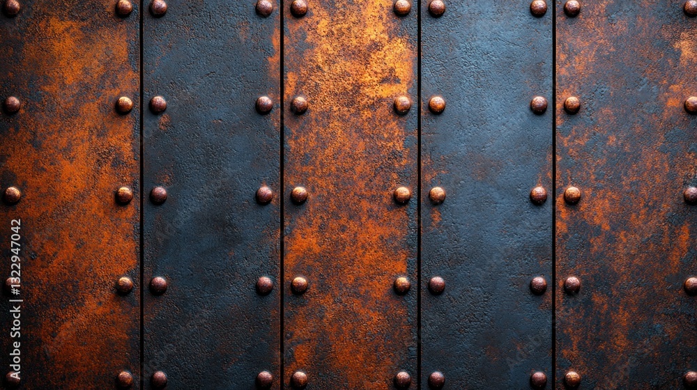 Fototapeta premium Aged, rusty metal panels with rivets